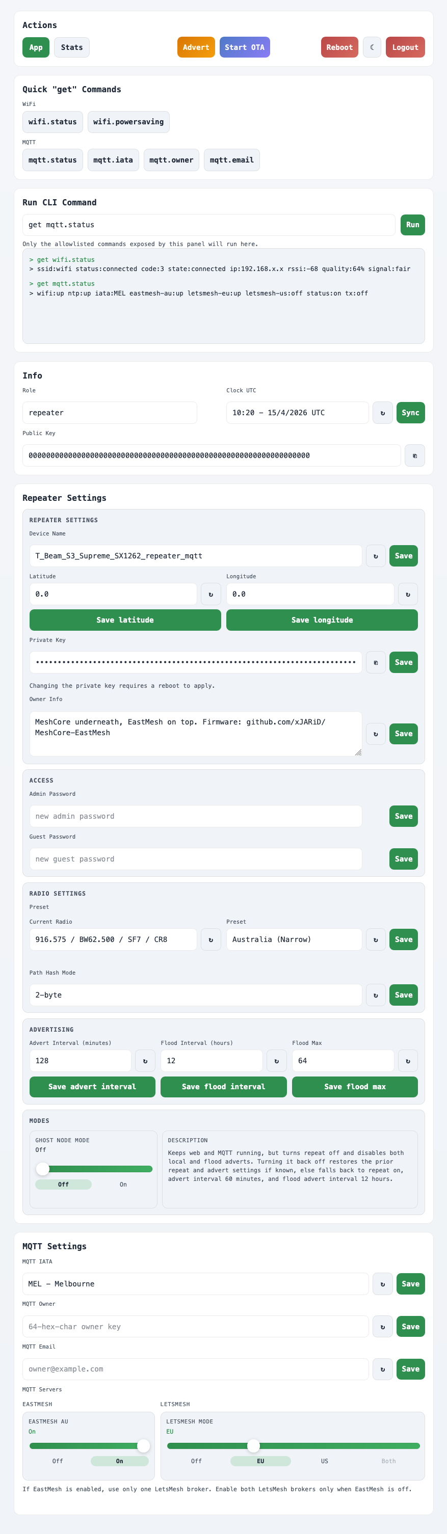 Repeater web panel /app overview